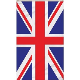 Smiffys 5ft x 3ft Union Jack Flag with Eyelets Red White Blue UK British GB Double-Sided Polyester Flag for VE Day 80th Anniversary Victory in Europe Party Eurovision Olympics Great Britain Decoration