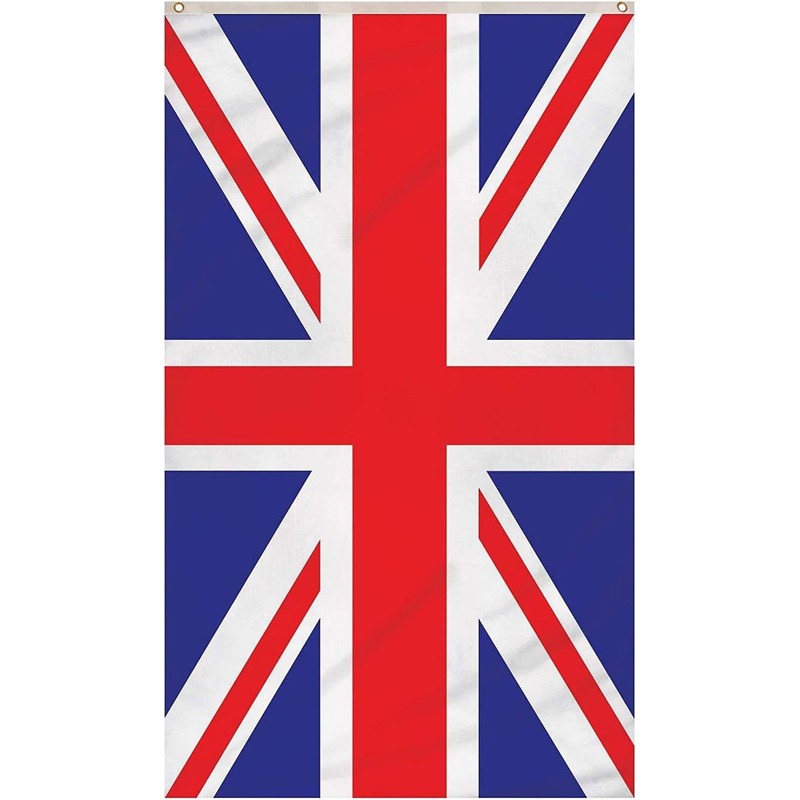 Smiffys 5ft x 3ft Union Jack Flag with Eyelets Red
