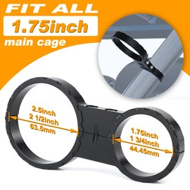 REARACE 1.75"x2.5" Aluminum Shock Reservoir Mounting Clamps Fit for Polaris RZR XP 1000, 1 3/4" Roll Cage, 2 1/2" Reservoir, Set of 4