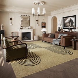 Vipfree Easy Jute Odorless Area Rug, 8x10 Washable Rug, Durable Large Faux Jute Rugs for Living Room Patio Bedroom, Indoor Outdoor Carpet, Non Slip for Backyard Dining Room, Black/Light Brown