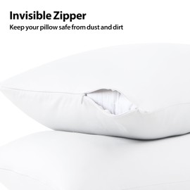 100% Cotton Classic Pillow Protectors with Invisible Zipper, 600 Thread Count Sateen Weave Soft and Breathable Pillow Cases, Protect Pillows from Dirt, Dust and Debris (Queen, 20"x30", Set of 4)