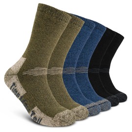 Time May Tell - Calcetines acolchados de lana merino para hombre, paquete de 3, Negro, verde, azul (3 pares), 5-9