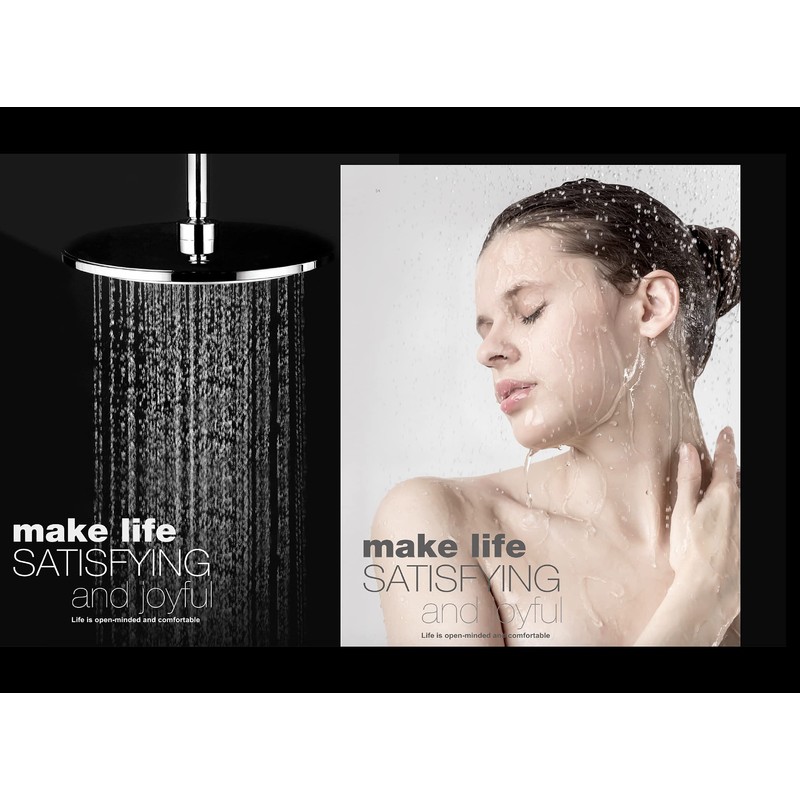 Krobec Shower Head Shower Head 200mm Chrome Premium Shower Set