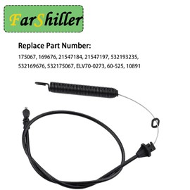 FarShiller 175067 Deck Clutch Cable for Crafts&man LT1000 LT2000 DLT 3000 Hus&qvarna Poulan 169676 532169676 532175067 21547184 42" Riding Lawn Mower