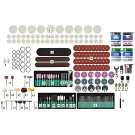 UID Mini Router Bit Set, Value Type, 303 Pieces, 51 Types, 0.09 inch (2.35 mm) Shaft, Compatible with Dremel and Proxon, Collet Cap Included No. 900
