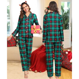 SWOMOG Christmas Pajama Set Matching Family Pajamas for Men and Women Festival Party Pj Set Warm Sleepwear