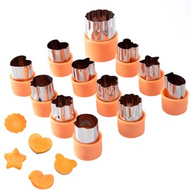 YACHUN Cookie Cutters, Set of 12, Polygon, Star Shape, Cutters, Chara Valve, Rice Mold, Fruit, Vegetable Cutter, Stainless Steel, DIY Handmade, Confectionery Supplies, Protective Cap Included, Scratch