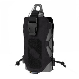 IDOGEAR Tactical Water Bottle Pouch Military Adjustable Straps Kettle Carrier Holder for Outdoor Sports (C: Black)