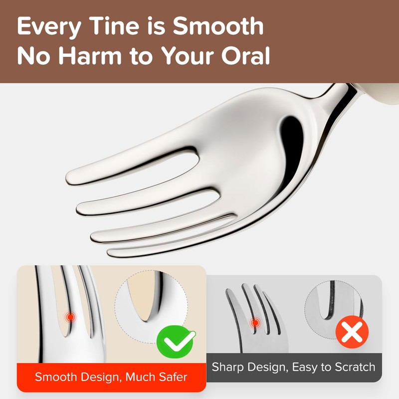 Thyseed Toddler Utensils Fork Spoon Set Kids Self Feeding Flatware