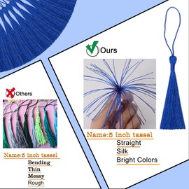 100 Pcs Silky Handmade Craft Tassels Trim Mini Pendant for DIY Cute Resin Bookmark, Jewellery Making, Key, Girl Earring, Keyring, Graduation Hat, Ribbon Sewing, Curtain, Home Decor (Navy Blue)