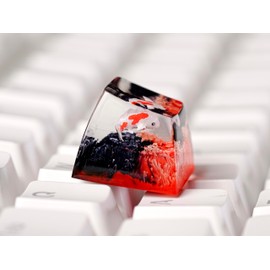 OTAKU KRAFT Red Koi Scarlet Shadow Background Ocean Keycap Custom Keyboard Key caps Cute Keycap Artisan Keycaps Aesthetic Key Cap Ocean Gifts Cherry MX Mechanical Keyboard SA Profile 1U