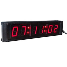 AZOOU 1" 6 Digits LED Wall Clock LED Digital Timer Countdown and up By Ir Remote Control Red Color