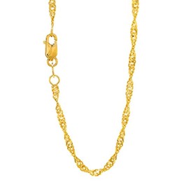 JewelStop 14k Solid Yellow Gold 1.5 mm Singapore Chain Necklace, Lobster Claw-18 Inches, 1.6gr.