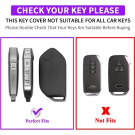 QBUC for 2PCS Kia Key Fob Cover with Keychain Soft Silicone Protection Compatible with 2023-2026 Kia Telluride 5 Buttons (Black+Red)