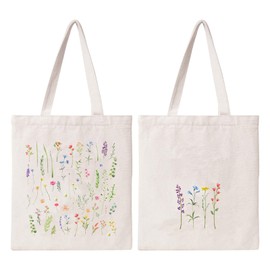 MOSITU Small Floral Tote Bag Flower Canvas Bag Aesthetics Cotton Canvas Tote Bag for Women Gift Reusable Grocery Bag Shopping Beach Shoulder Bag Travel Bag