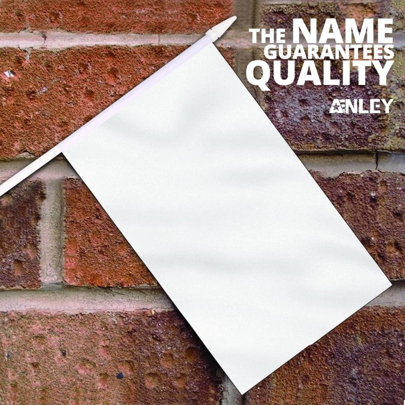 Anley White Mini Flag 12 Pack Hand Held Solid White