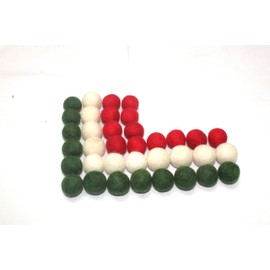 Felt Pom Poms - Wool Felt Balls - Vibrant Colors - Red White Green - 40 Pieces - 2cm (~0.8 inch) Size Each - Craft - DIY - Handmade 100% New Zealand Wool