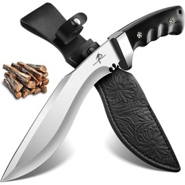Purple Dragon Kukri Knife with Sheath - Heavy Duty Fixed Blade Knife Black