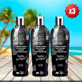 Bodaciously Black 50XX Ultra Dark Tanning Lotion 250ml – 3 Pack, with Tanning Goggles Ultra Moisturizing Instant Bronzing Lotion for Indoor/Outdoor Use