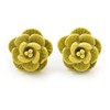 Yellow/Deep Pink/Red Rose Small Stud Earring Set/Silver Tone Metal/ 10mm