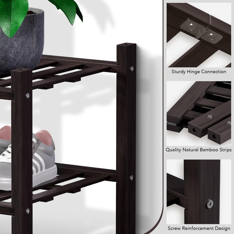 Haddockway 2 Tier Bamboo Shoe Rack Storage Organizer, Multifunctional Free