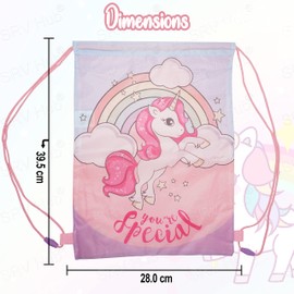 HOVUK Unicorn Drawstring Gym Bag 39.5cm, Easy Open or Close, Kids Gym Rucksack Backpack for School Accessories, Outdoor Activities Picnic and Beach Gift for Children 4+Years