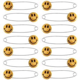 Ruidee 30 Pcs Diaper Pins Cute Smile Face Nappy Pins Plastic Head Safety Pins for DIY Craft Fabric Diapers Garment Repair (Orange)