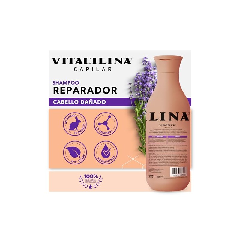 Vitacilina Shampoo Reparador, Botella de 400ml.