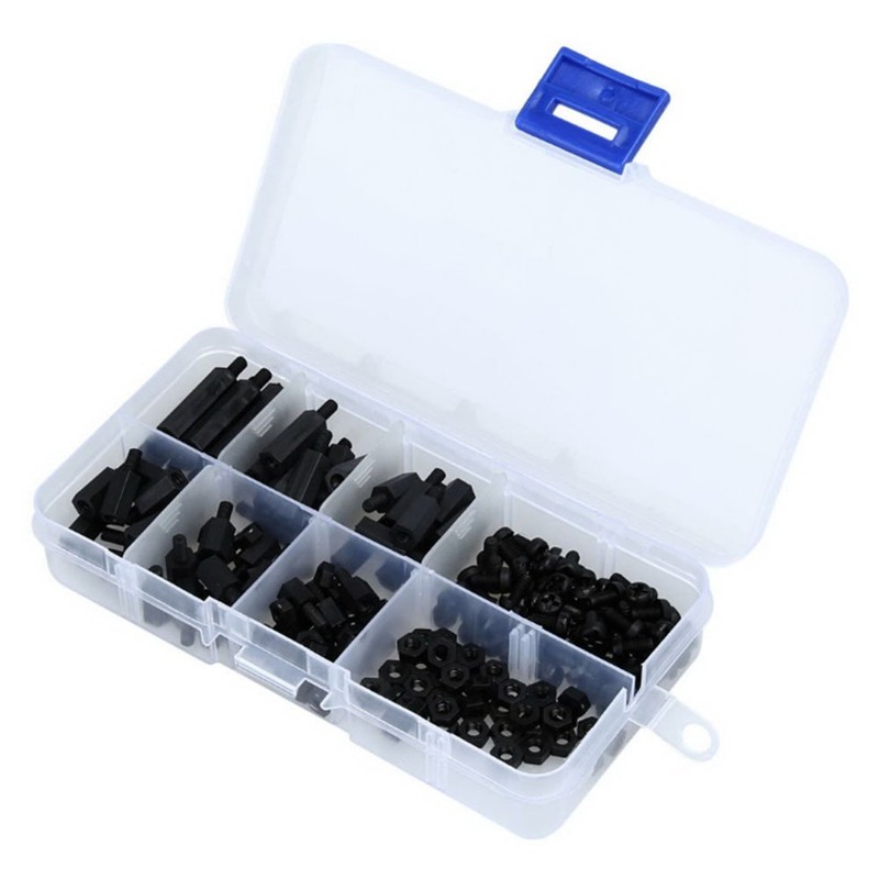 Ren He カセット180個 ブラック M3ねじ ナット六角スペーサー ナイロンねじ キット
