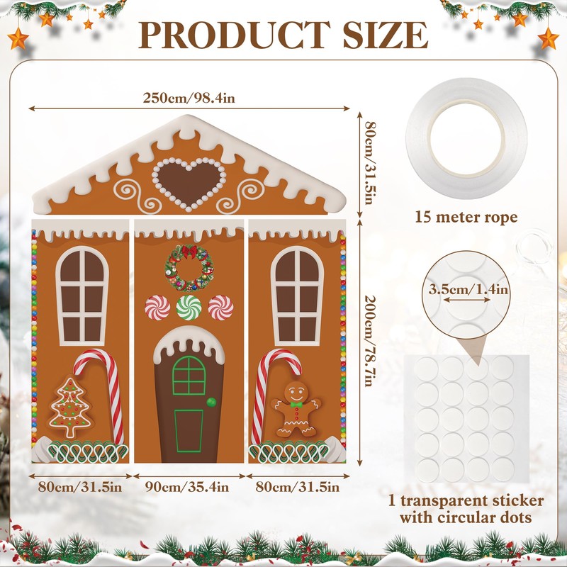 4Pcs Gingerbread House Door Cover Christmas Gingerbread Door Decorations Ginger