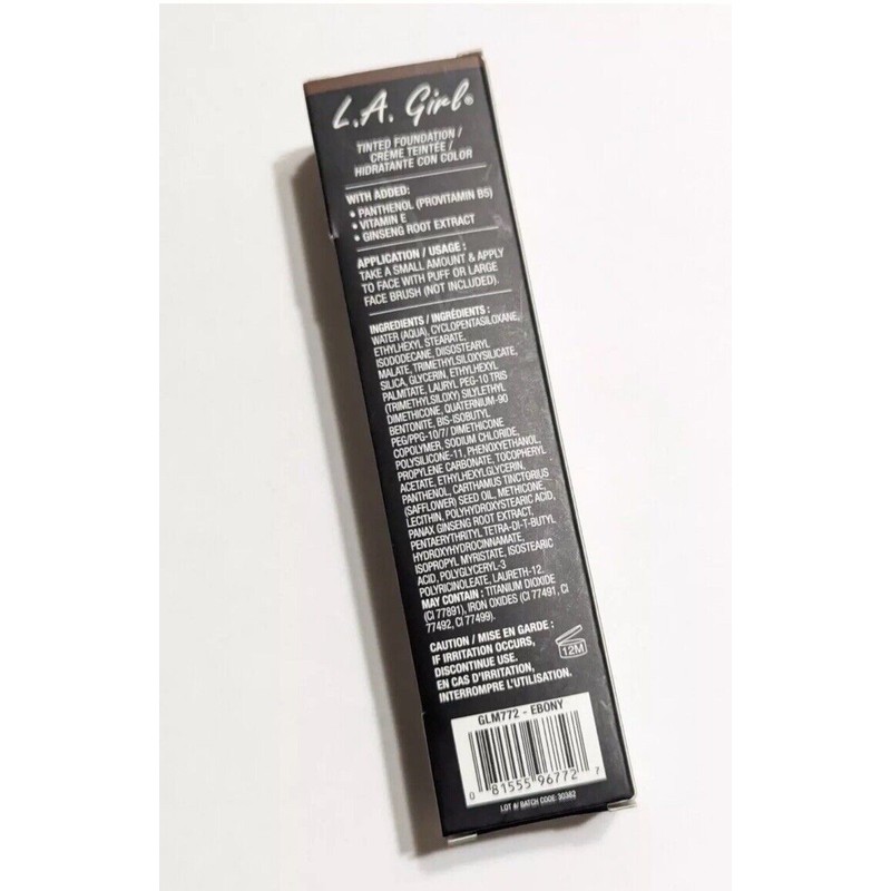 L.A. Girl Tinted Foundation, Buildable Natural Finish - #Glm772 EBONY