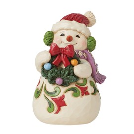 Enesco Jim Shore Heartwood Creek Snowman Wearing Earmuffs Miniature Figurine- Resin Hand Crafted Collectible Mini Figurines Christmas Snowman Home Decor Holiday Shelf Figure, 3.62 Inch, Multicolor