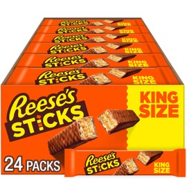 REESE'S STICKS Milk Chocolate Peanut Butter Wafer King Size, Candy Packs, 3 oz (24 Count)