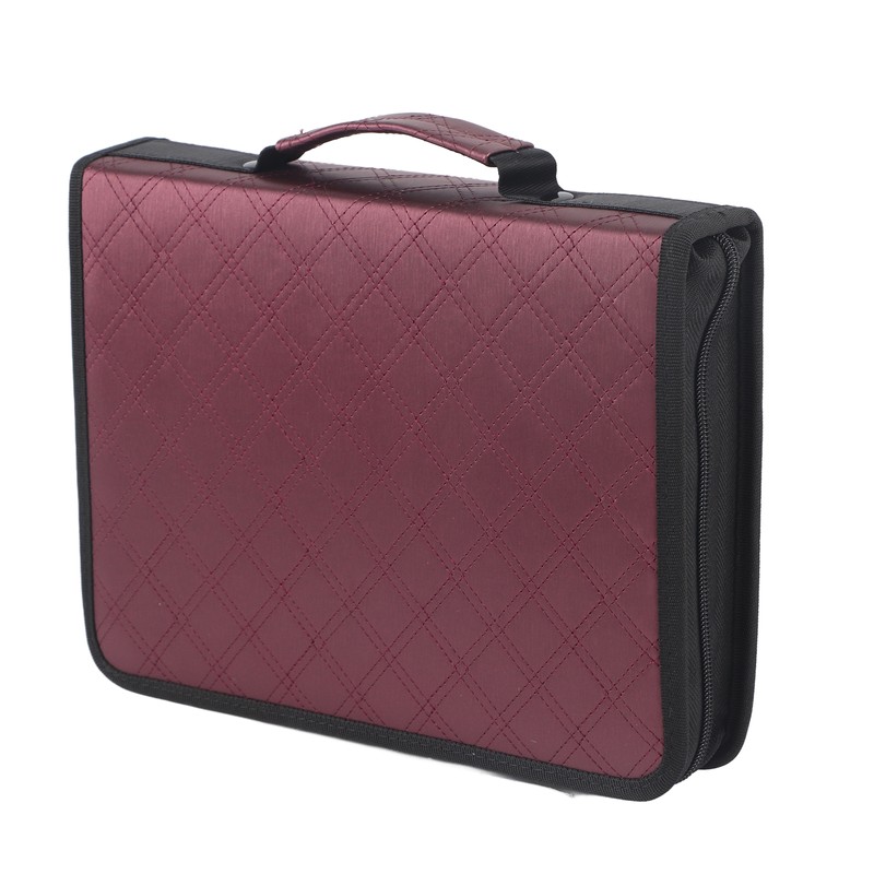 Portable Large Capacity PU Leather Fabric Pencil Case Zipper Pen