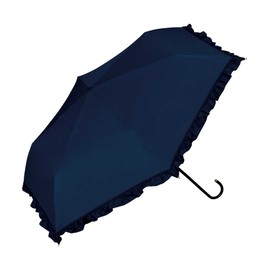 [2022] Wpc. 801-134 Parasol, Classic Ruffle, Mini, Navy, 19.7 inches (50 cm), Full Light Blocking, 100% UV Protection, For Both Sun and Rainy Weather