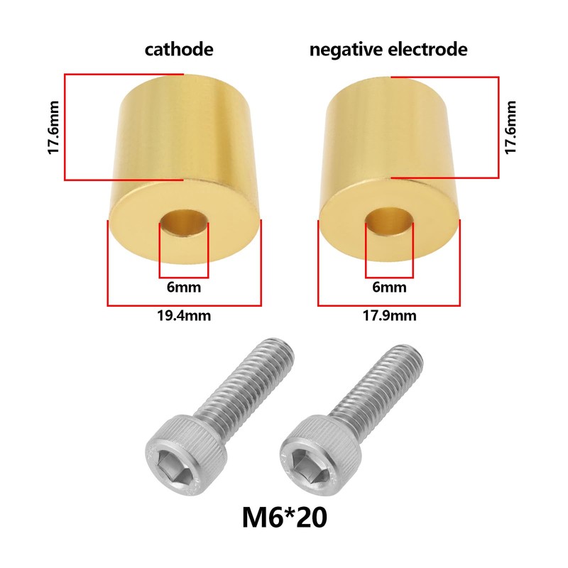 LT Easiyl 1Pair M6 Brass Battery Pole Adapter M6 Battery
