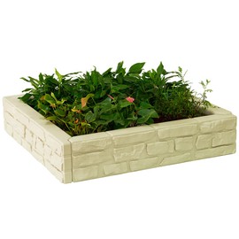 Modern Home 4'x4' Stone Raised Garden Bed Kit - Modular Flower/Planter Kit (Beige)