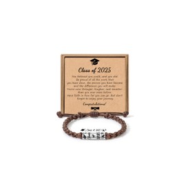 JoycuFF Graduation Gifts for Him 2025 High School College Grade,Class of 2025 Graduation Leather Bracelets for Him Men Son Grandson Boyfriend Brother