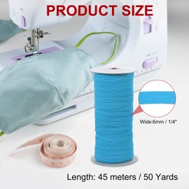 PATIKIL Elastic Bands 6mm x 45 Meters, Polyester Flat Elastic Cord Stretch Strap for Sewing Crafting DIY, Blue