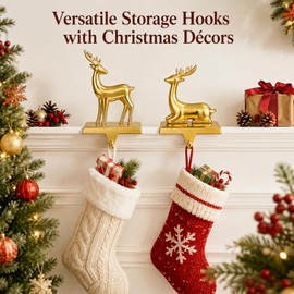 2PCS Christmas Stocking Holders for Mantle, Stocking Hangers for Mantel