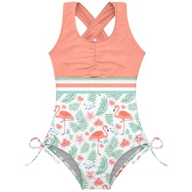 Girls One Piece Swimsuit Cute Flamingo Bathing Suits Hawaii Swimwear 12 13 Years