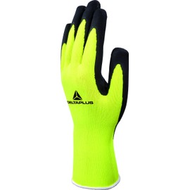 Delta Plus VV73309 Safety Gloves -Latex Foam Coated - Size Capacity, Volume, Polyester, 9, Flourescent Yellow
