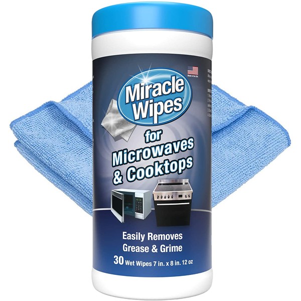 MiracleWipes for Microwaves and Cooktops - Removes Food and Grime Buildup - (30 Count)