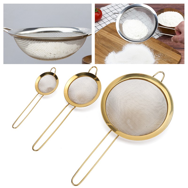 Stainless Steel Fine Mesh Oil Strainer Flour Colander Sieve Sifters