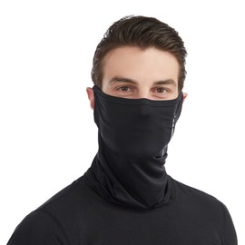 Croogo G-SMZ02 - Black Face Cover, Neck Guard, Summer, Cooling Sensation, UPF 50+, 360 Degree Protection, No Stiffling, Sweat Absorbent, Quick Drying, Neck Cover, Face Mask, Ear Hanging, Sun
