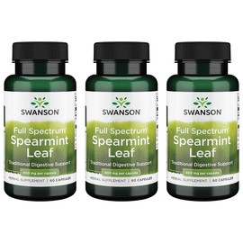 Swanson Swanson Spearmint Leaf (Mentha Spicata)-Full Spectrum Herbal Supplement Supporting Digestive Health & Mild Stomach Issues-Natural Formula Supporting Health & Wellness-(60 Capsules, 400mg Each) 3 Pack