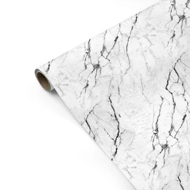 Marble White Wrapping Paper Gift Wrap – Black & White Stone Effect – For Men, Women, Small Businesses – For Birthday, Christmas, Wedding, Anniversary – by Dyefor - 6 Sheets (50cm x 65cm each)