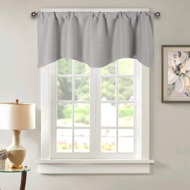 vctops Cenefa de cortina oscurecedora sólida para cocina/recámara, paneles de cortina corta festoneada con bolsillo para barra (52 x 18 pulgadas, gris claro)