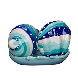 Beachcombers Ceramic Shell Salt And Pepper Blue