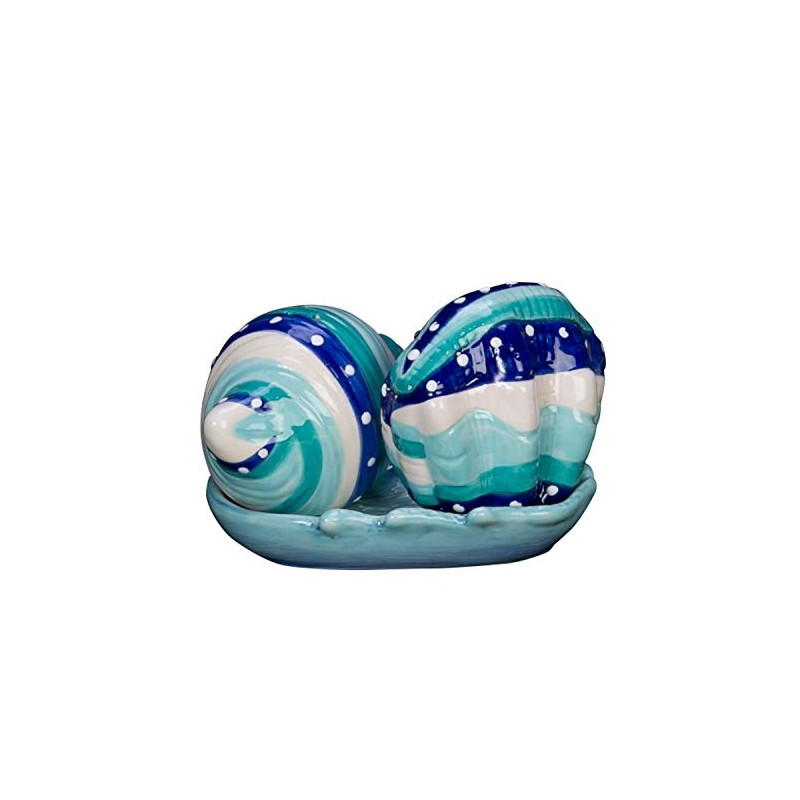 Beachcombers Ceramic Shell Salt And Pepper Blue